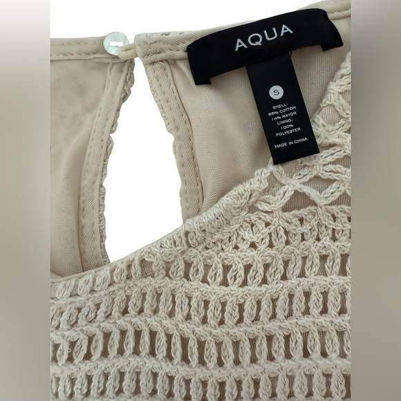 Bloomingdale’s AQUA 2 Piece Set Crochet Lace Top & Skirt Cream Outfit S/M - Picture 2 of 16